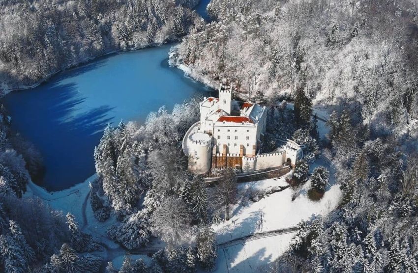 trakošćan, dvorac trakošćan zimi