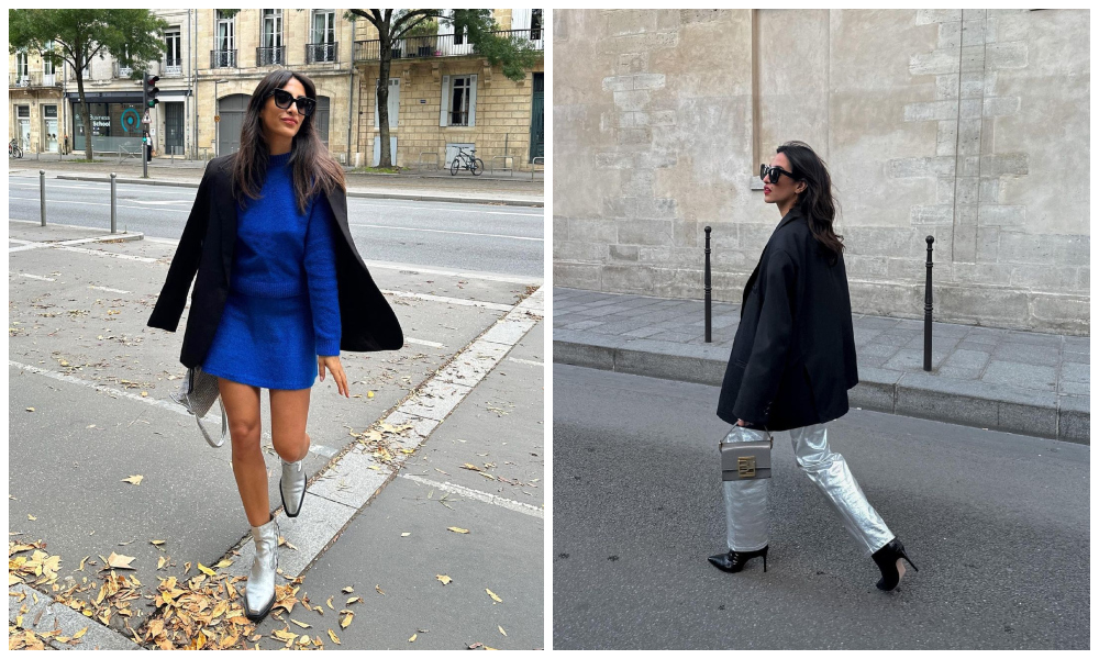 metalik srebrna boja modne kombinacije proljeće 2023