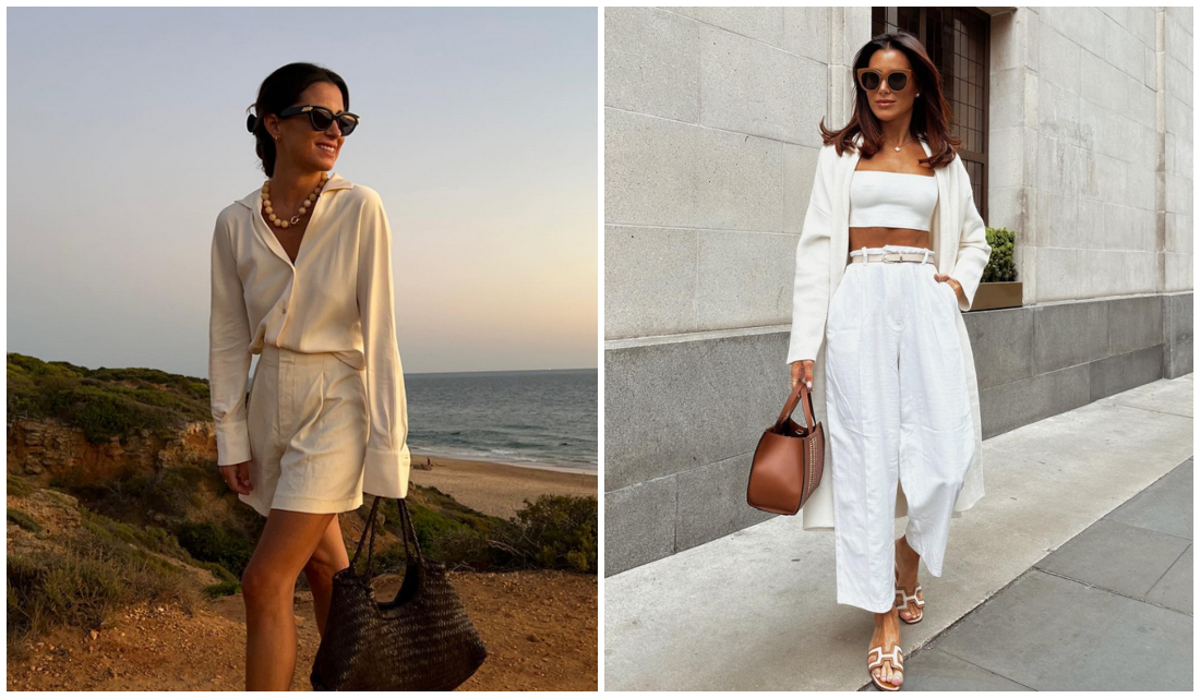 bijele lanene hlače