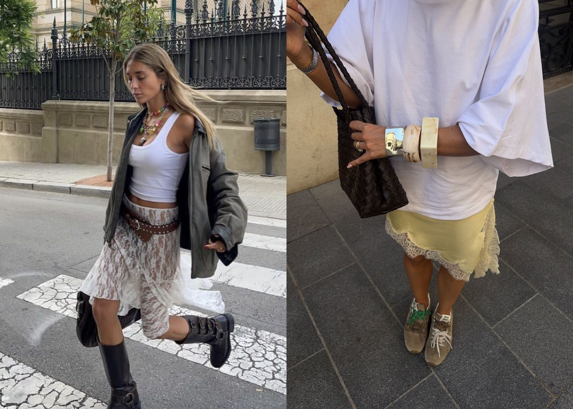 Čipkasta suknja trend za jesen 2025.