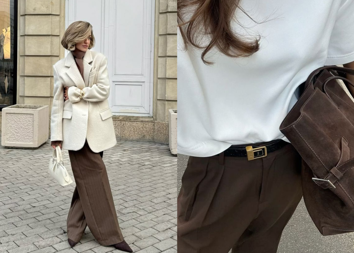 Smeđe hlače outfiti