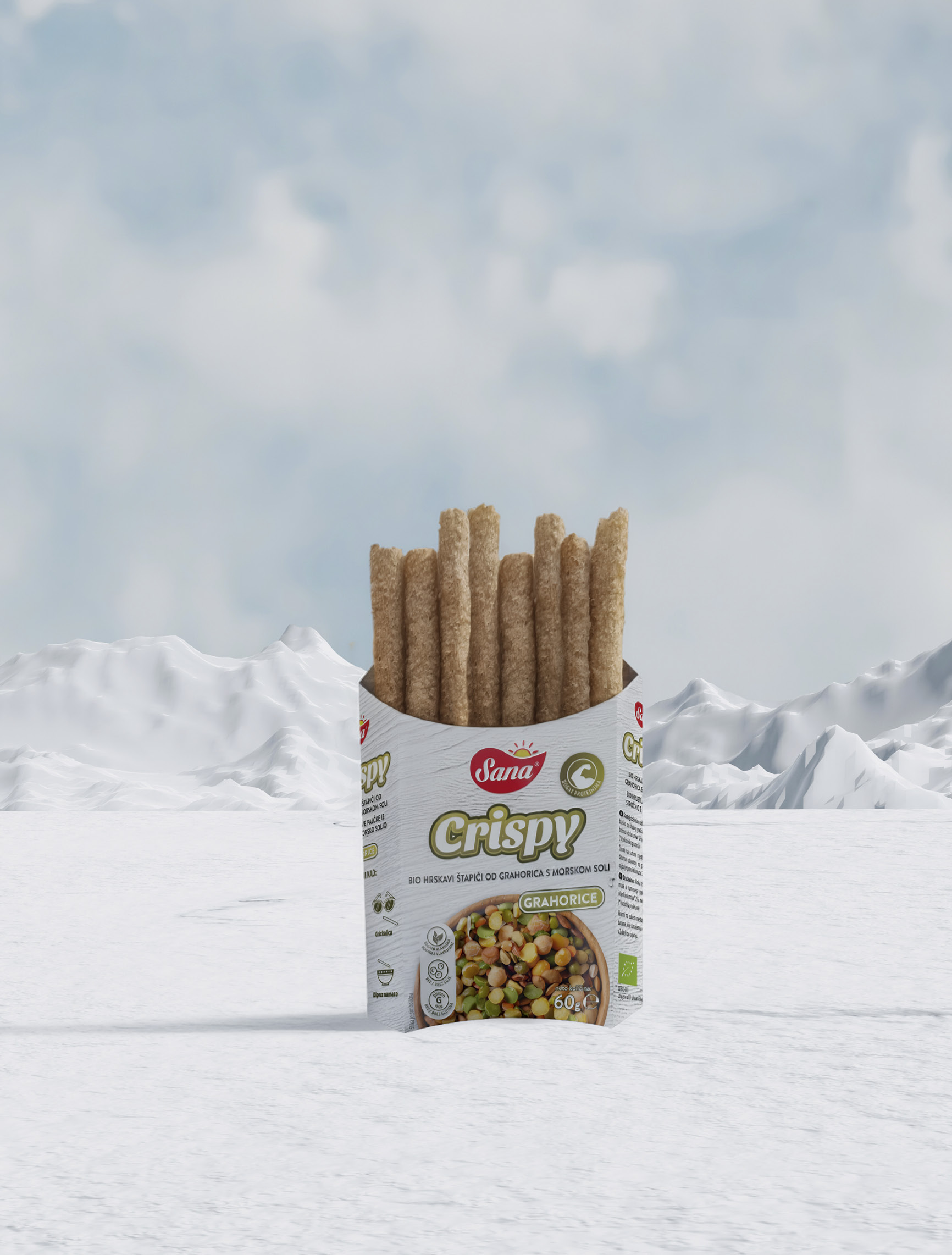 Sana Crispy grahorice, BIO hrskavi štapići bez glutena