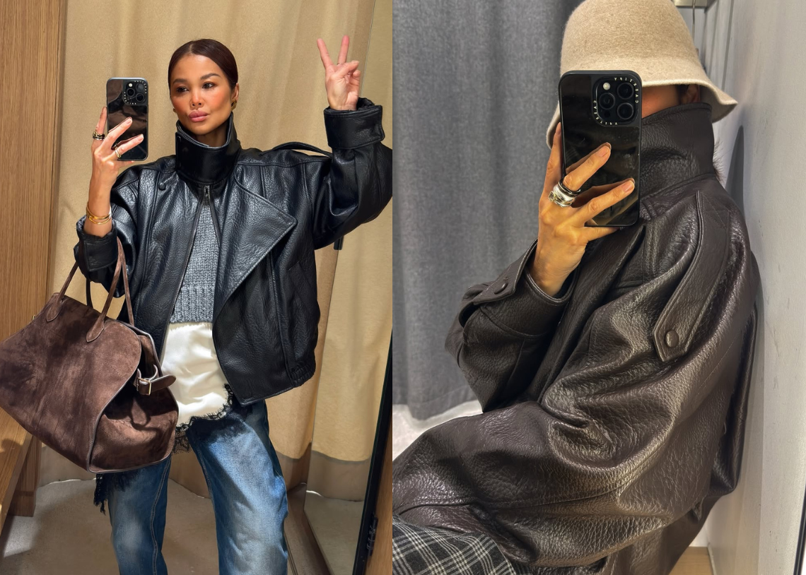 Outfit inspo crna kožna jakna