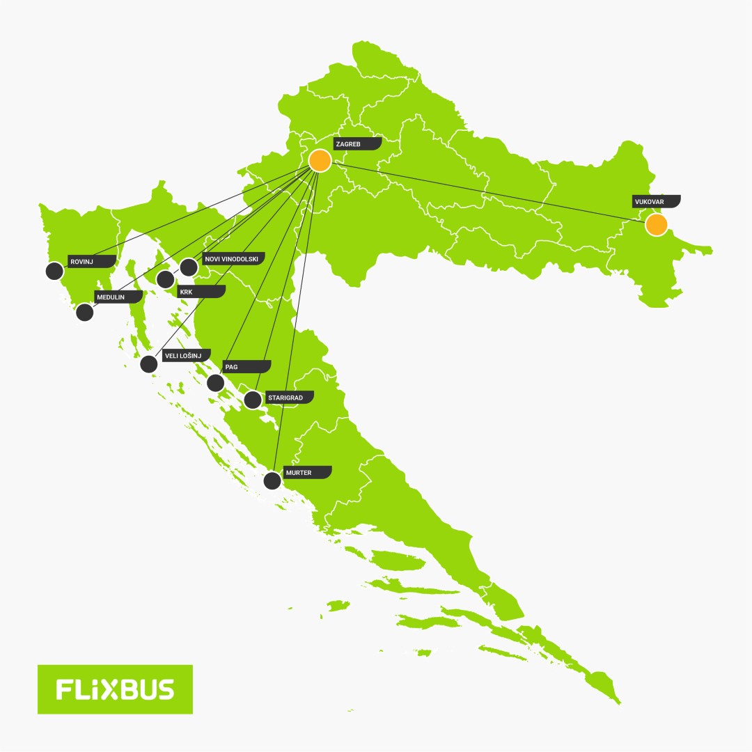 FlixBus ovog ljeta povezuje 272 mjesta diljem Hrvatske