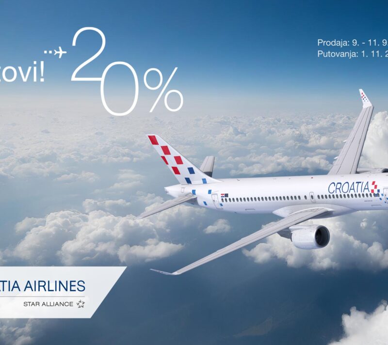 20 % popusta na sve letove Croatia Airlines